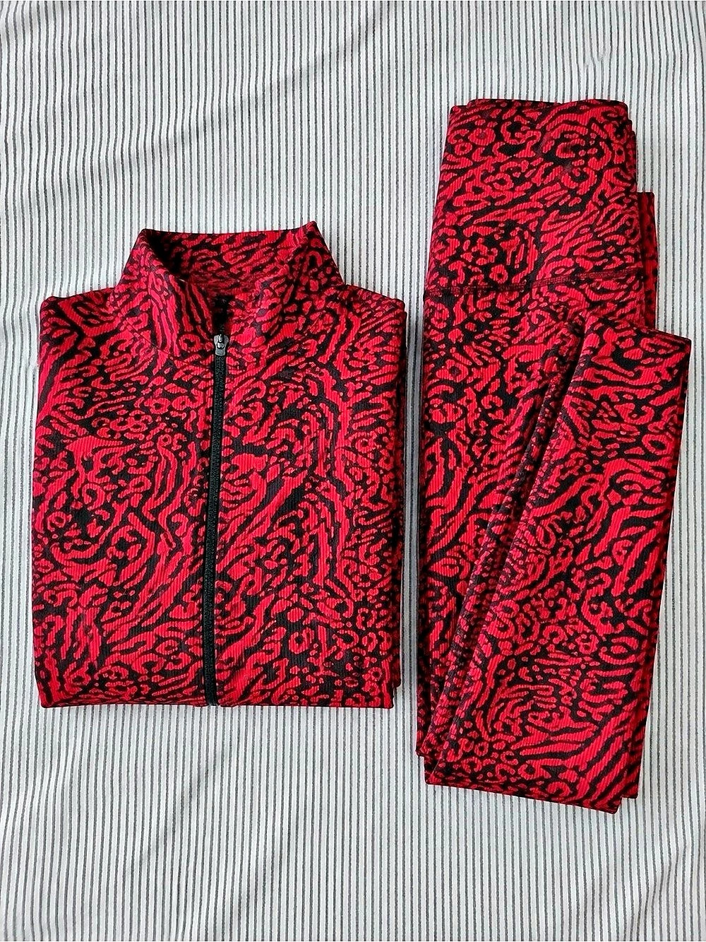 Red & Black Animal Print Two-Piece Matching Set - Picture 6 of 8